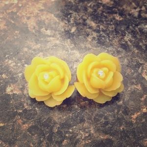 - Betsey Johnson Yellow Rose Earrings